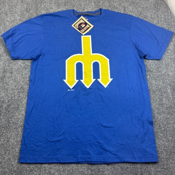 TRIPLE PEAK Men’s Cooperstown Collection NWT Blue Mariner yellow “M” size: Large - Picture 1 of 6